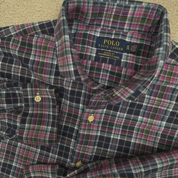 Polo Ralph Lauren Men's Classic Fit Performance Flannel Shirt Size XL‎ Plaid - Picture 1 of 7